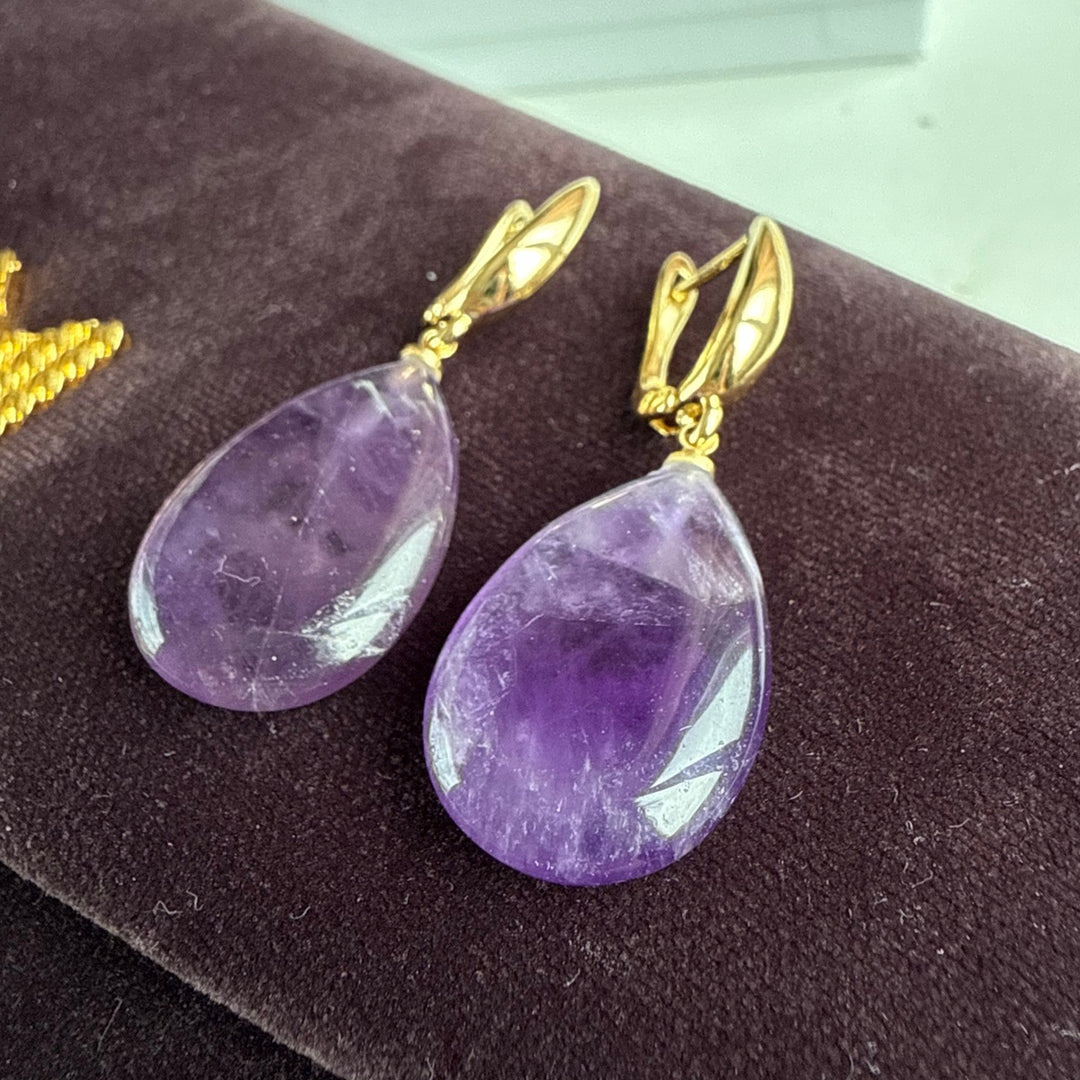 Natural Amethyst Drop Earrings