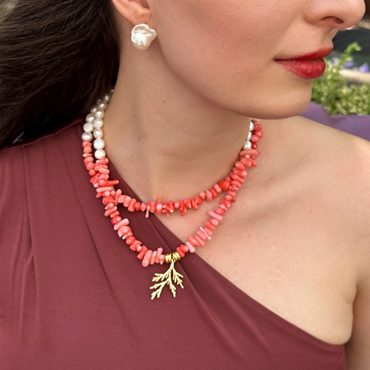 Bohemian Pink Coral Necklace