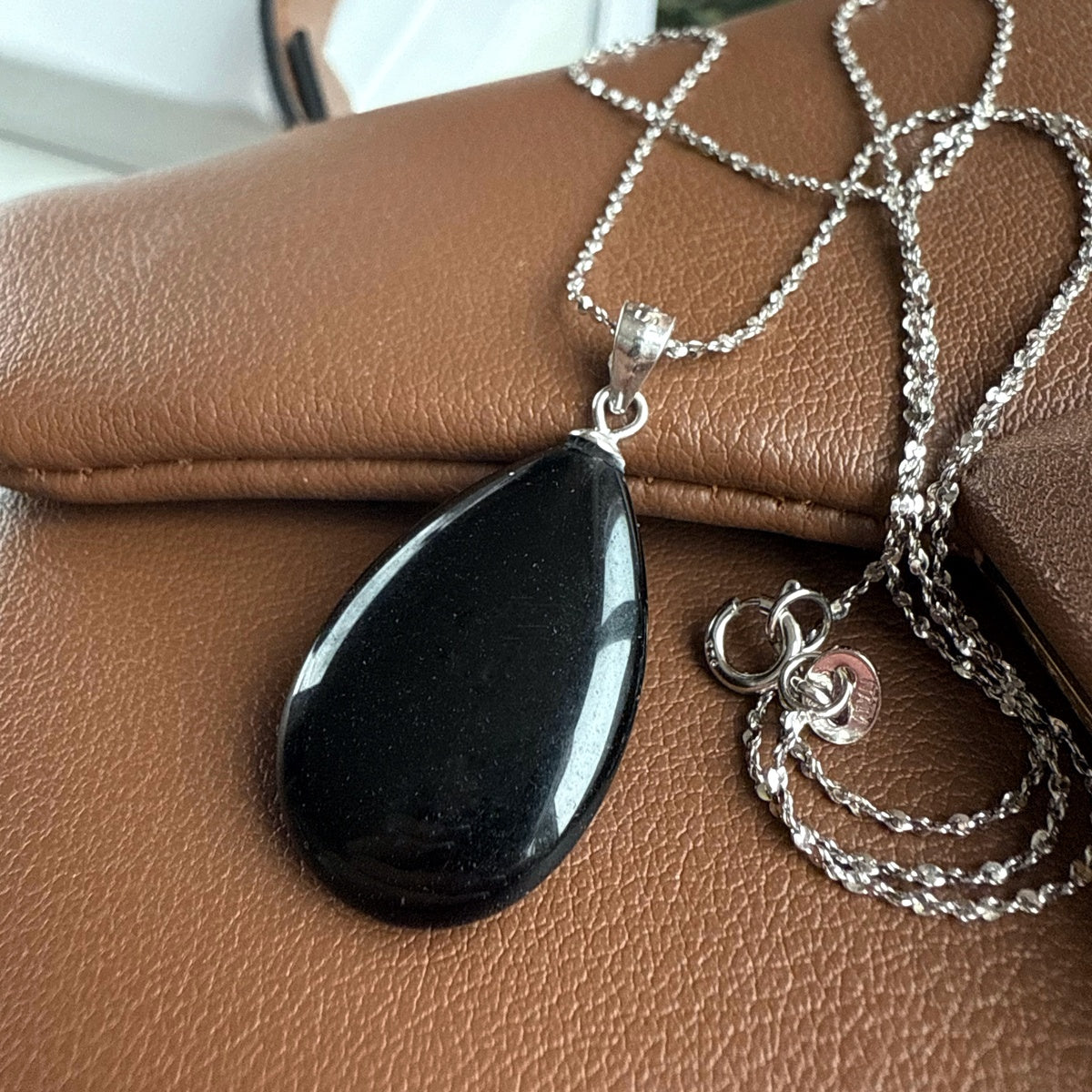 Black Obsidian Drop Pendant 2.5cm