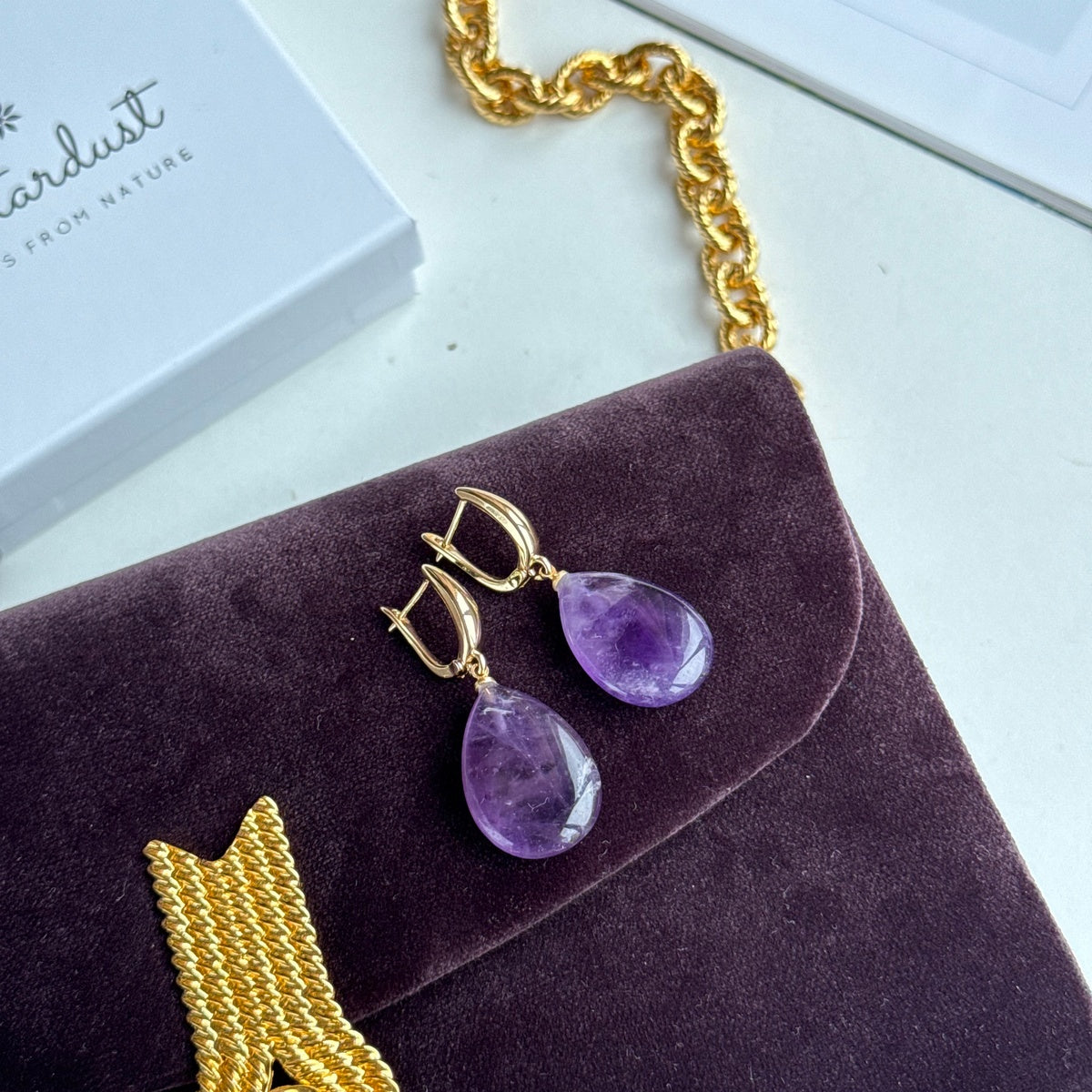 Natural Amethyst Drop Earrings