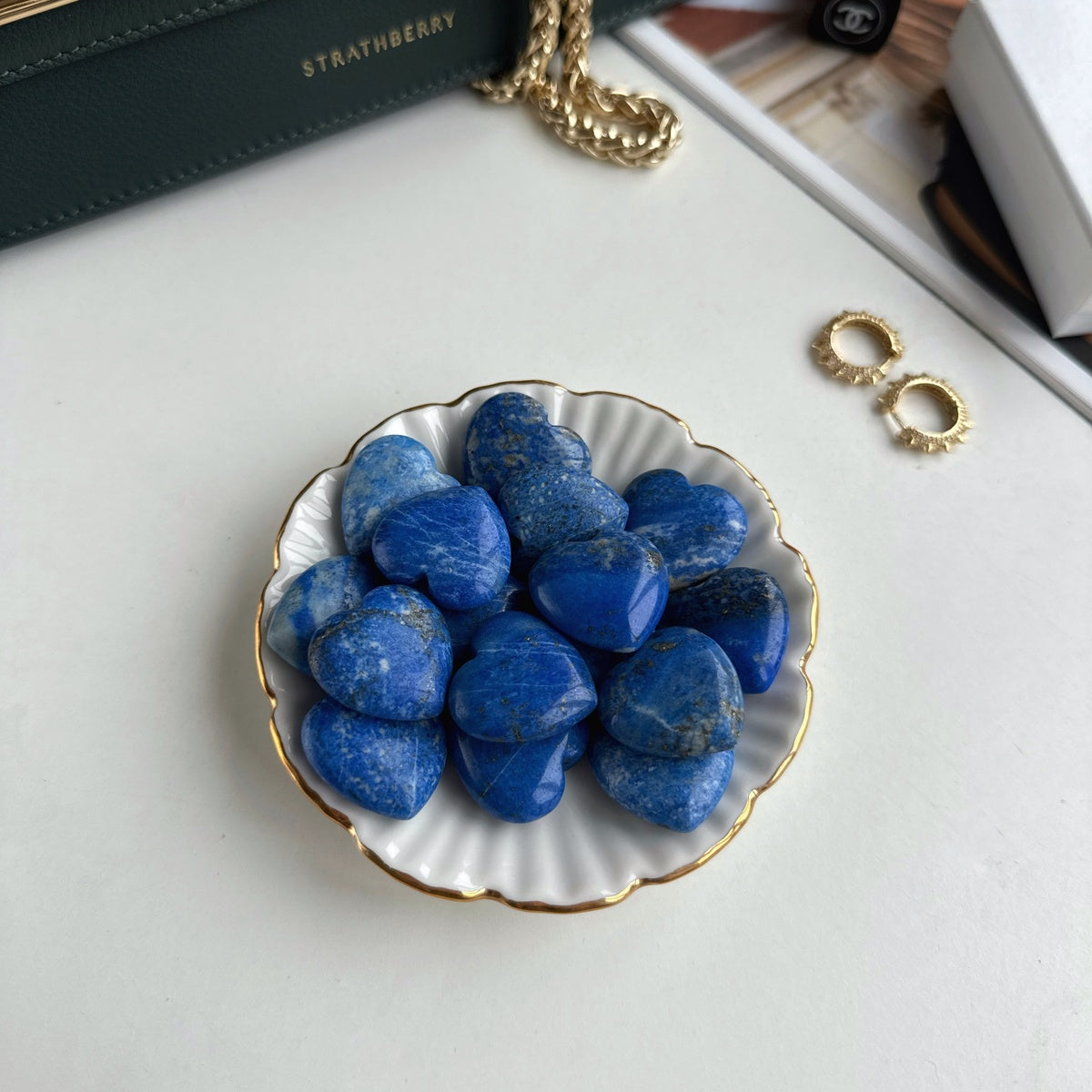 Natural Cobalt Blue Lapis Lazuli Heart Pendant 2.5cm | Gold & Silver