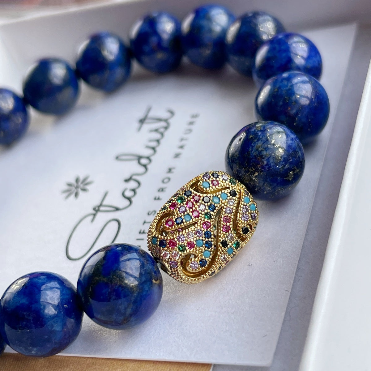 "Statement" Lapis Lazuli beaded bracelet