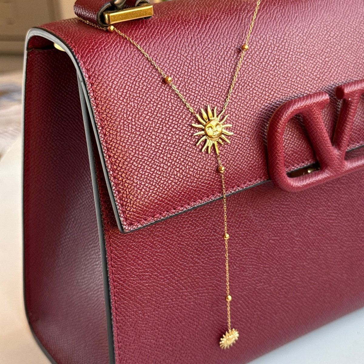 Bohemian Long Sun Necklace 18K Gold Plated Stainless Steel