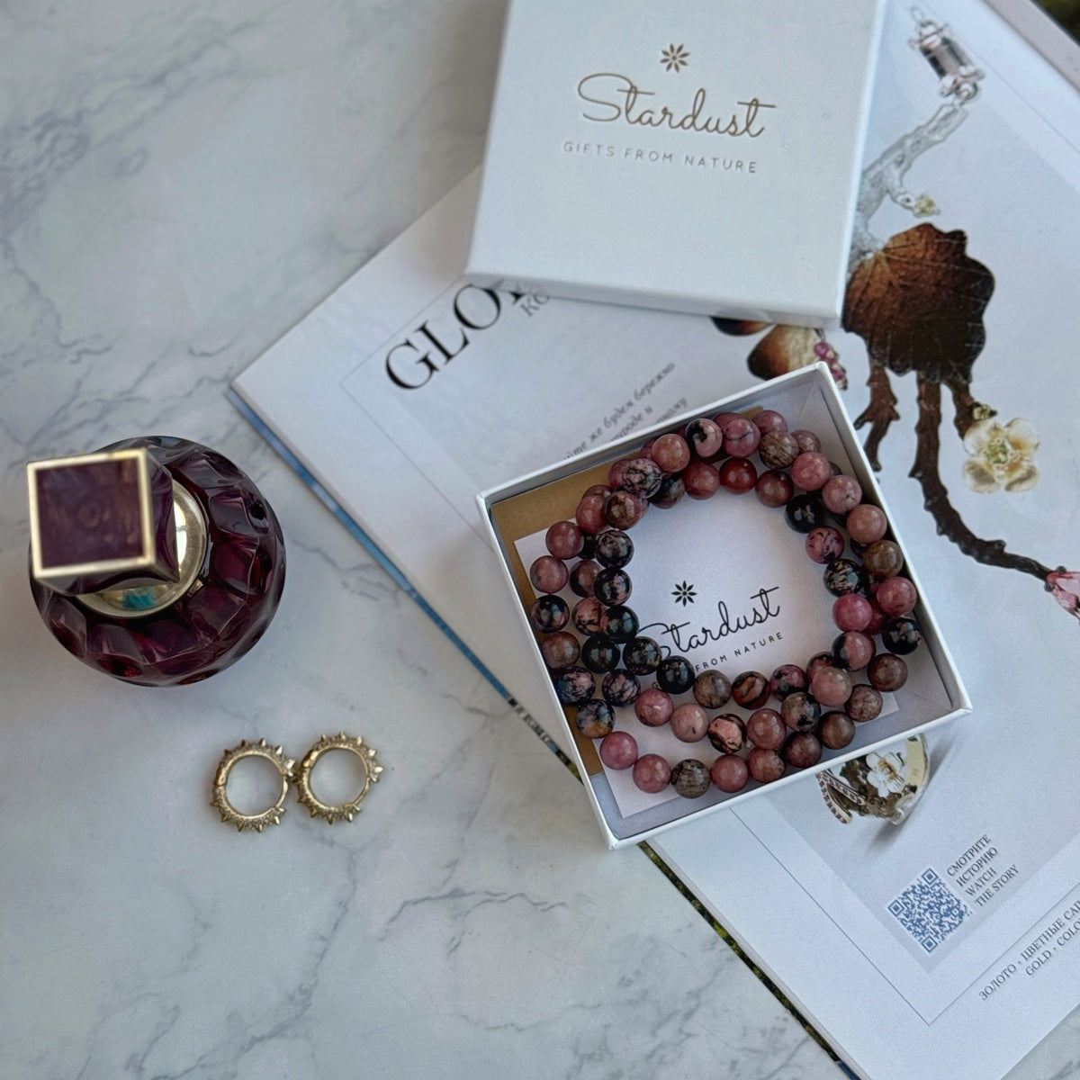 Triple wrap Rhodonite Bracelet for woman