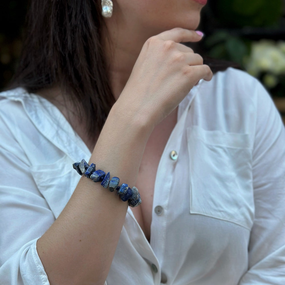 Raw Sodalite Bracelet | Natural Blue Gemstone & Sodalite Beads
