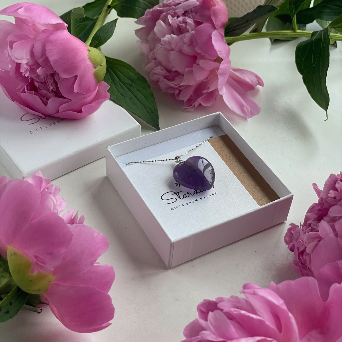 Amethyst heart Pendant 2.5cm