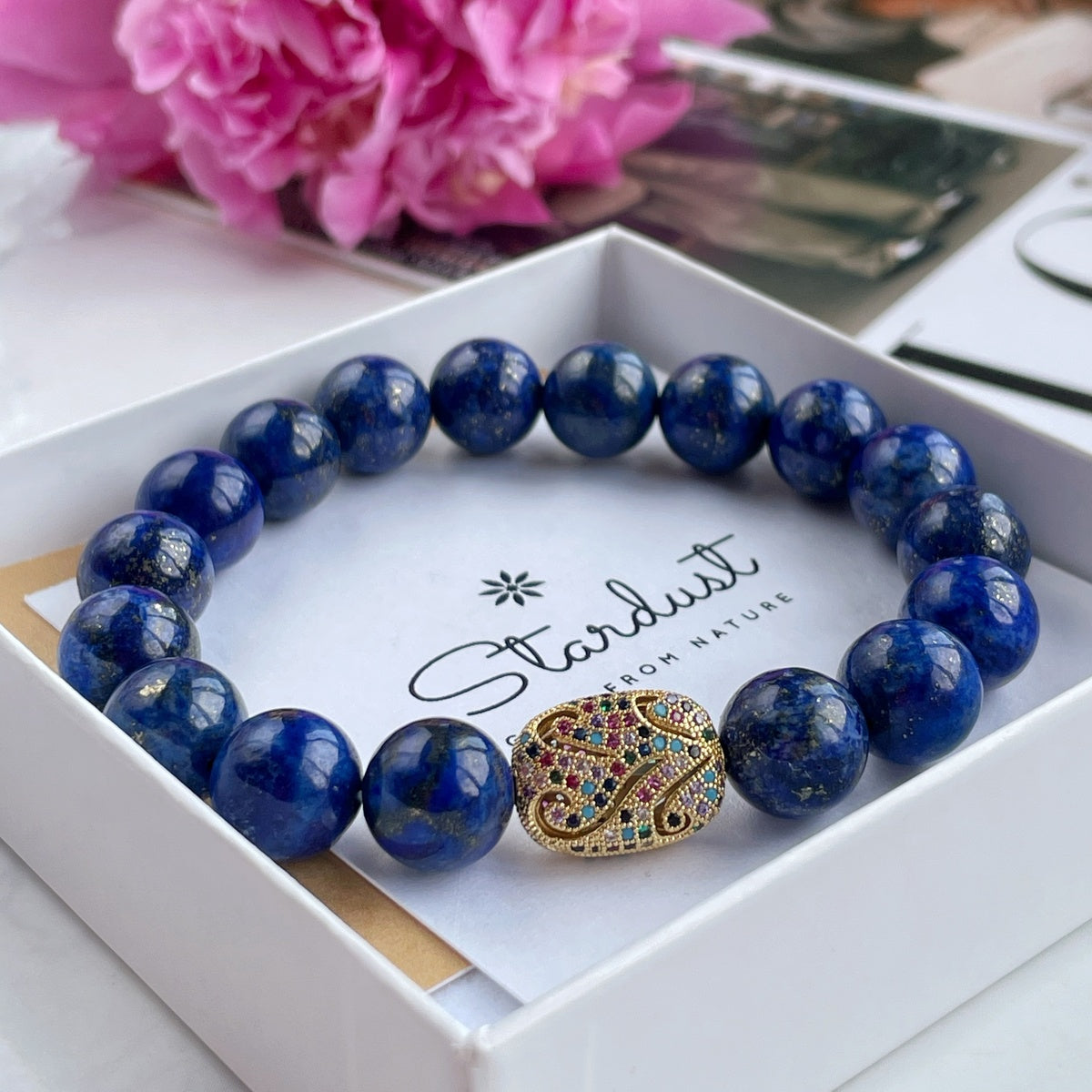 "Statement" Lapis Lazuli beaded bracelet
