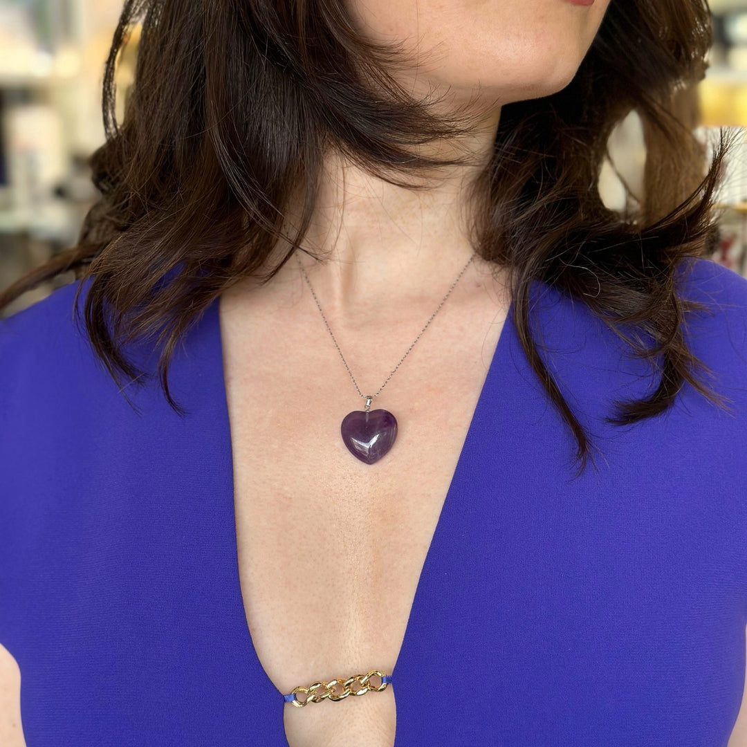 Amethyst heart Pendant 2.5cm