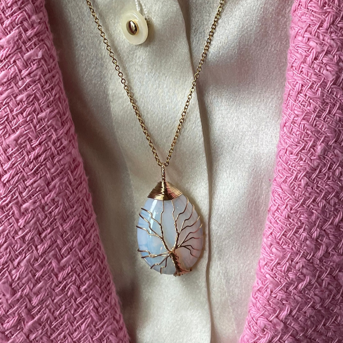 Opalite Tree of Life Necklace | 18K Gold Plated
