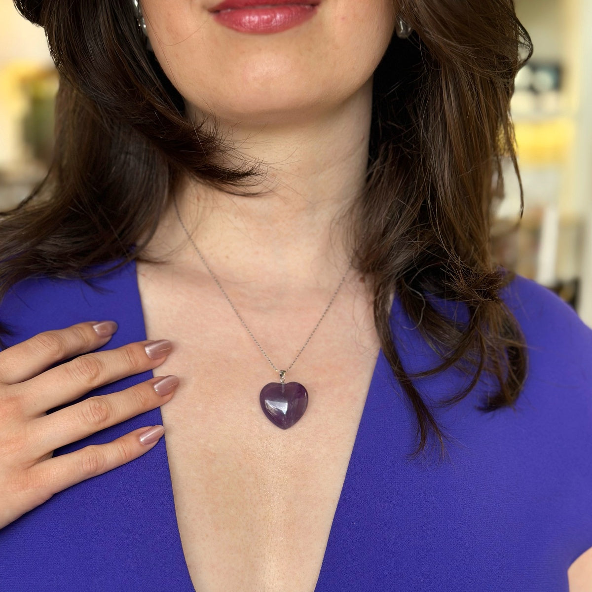 Amethyst heart Pendant 2.5cm