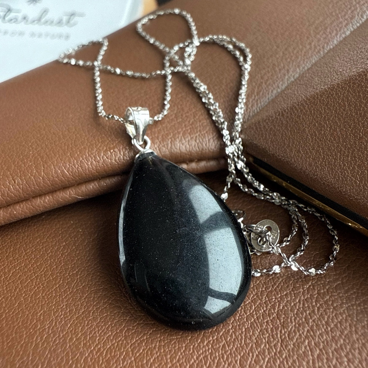 Black Obsidian Drop Pendant 2.5cm