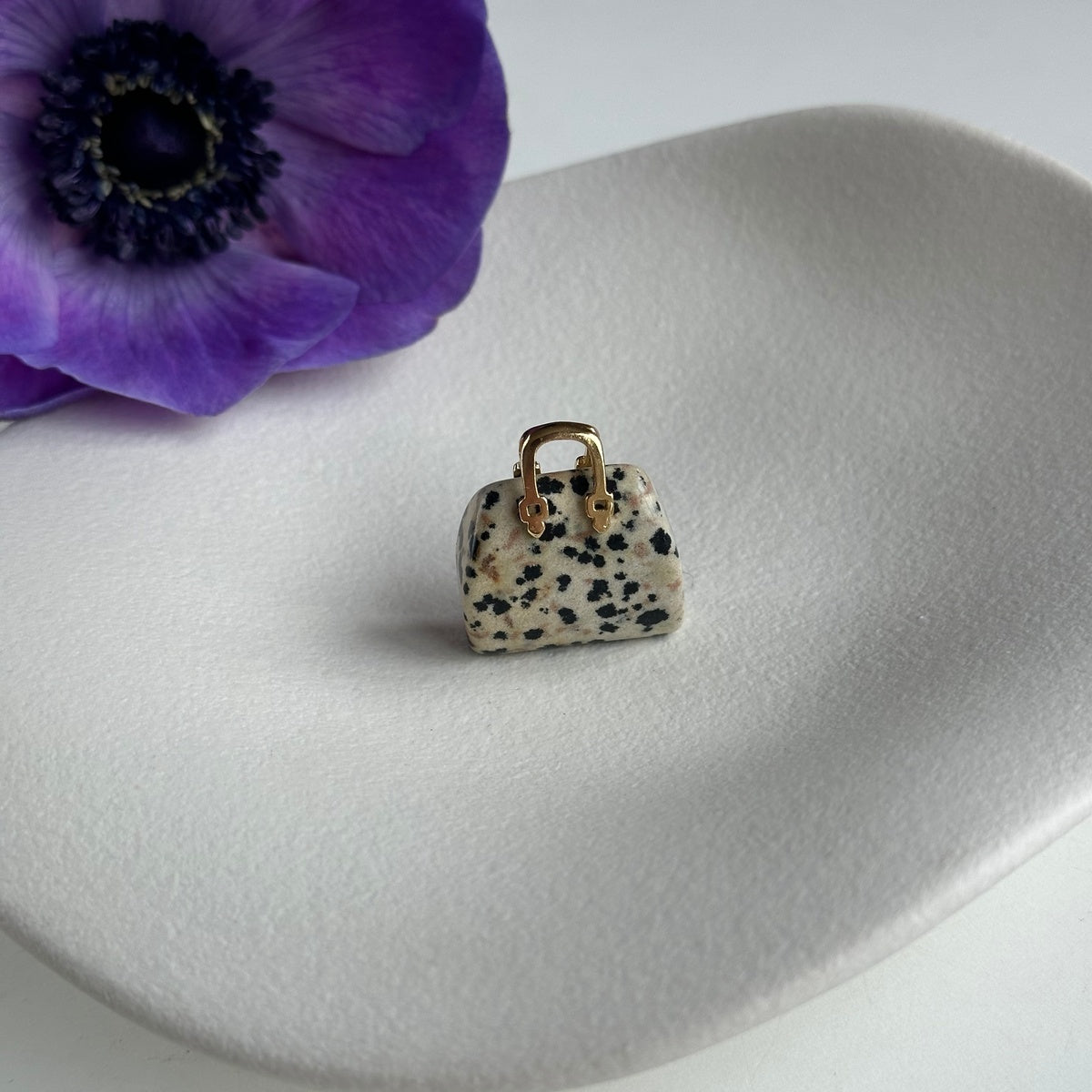 Modern Gemstone Handbag Keychain | Mini Crystal Bag Charm