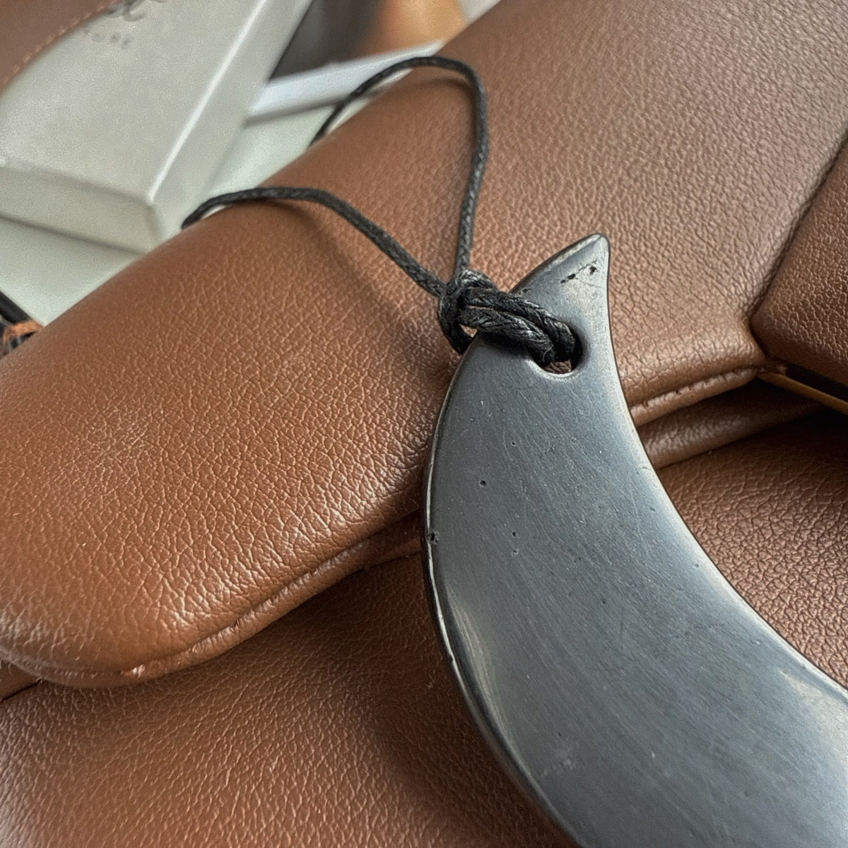 Natural Shungite Moon Pendant