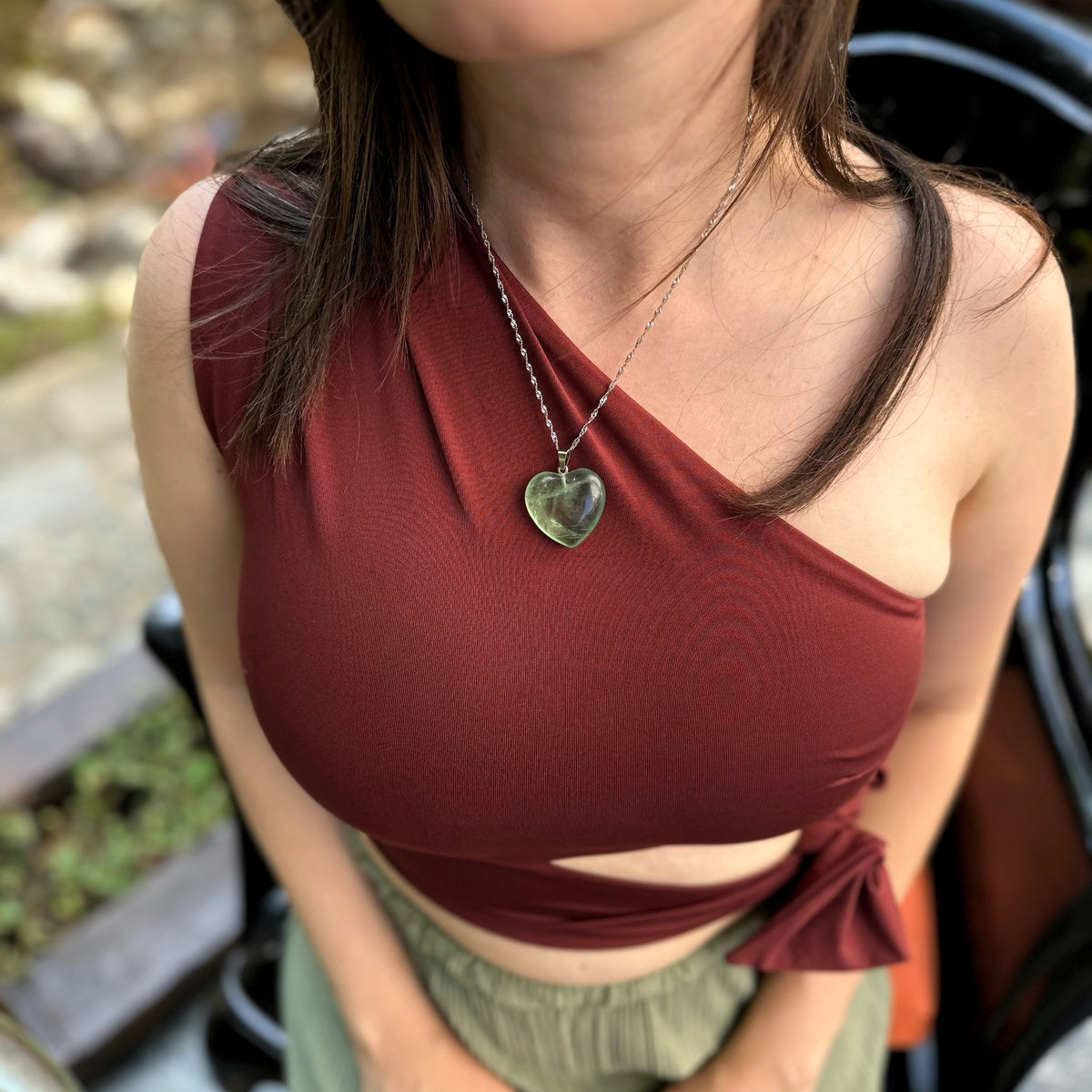 Natural Green Fluorite Heart Necklace 3cm | Clarity & Harmony