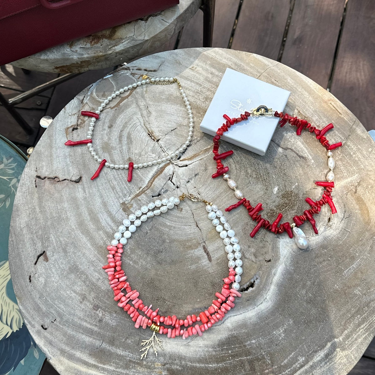 Statement Red Coral & Baroque Pearl Necklace