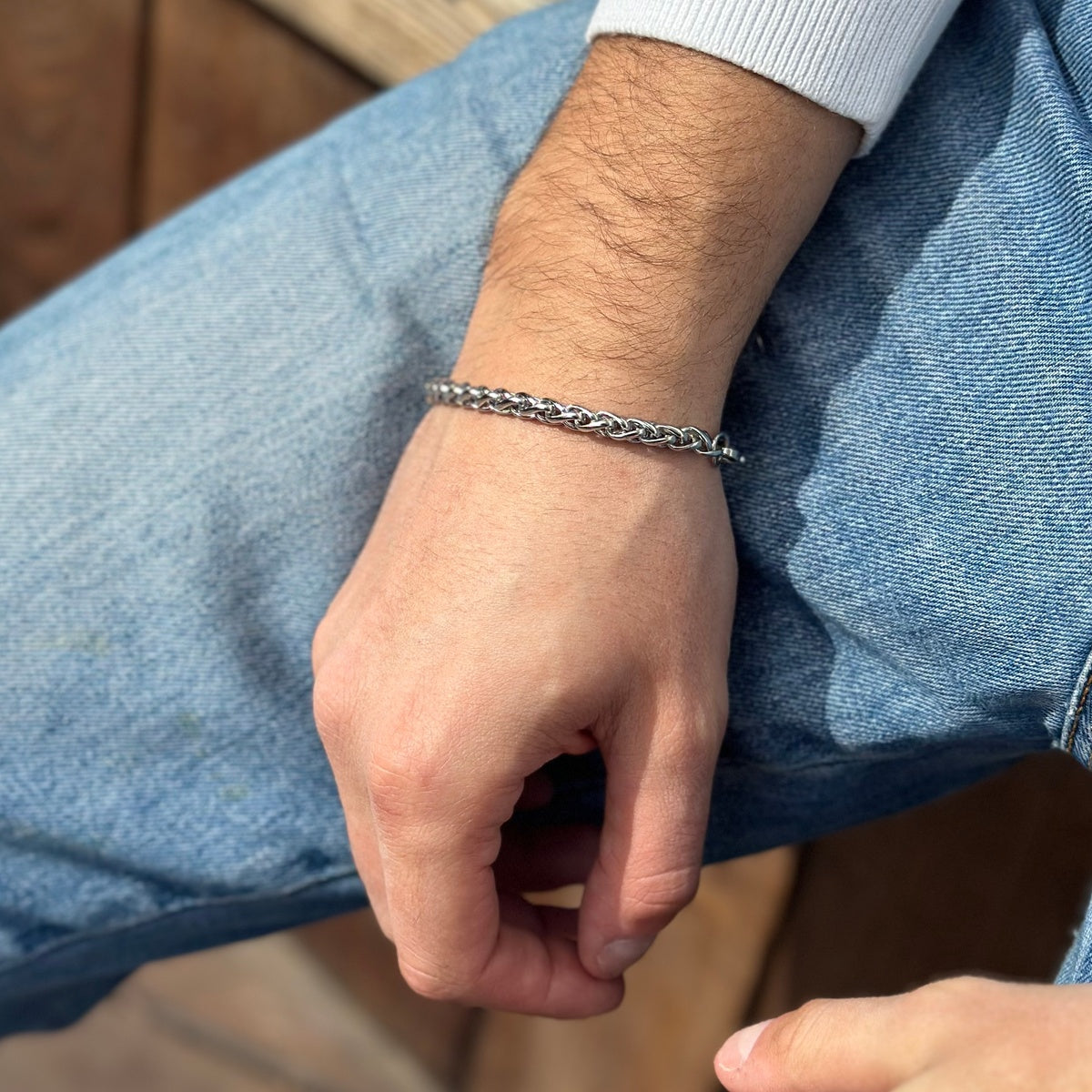 Stainless Steel Wheat Chain Bracelet for Him