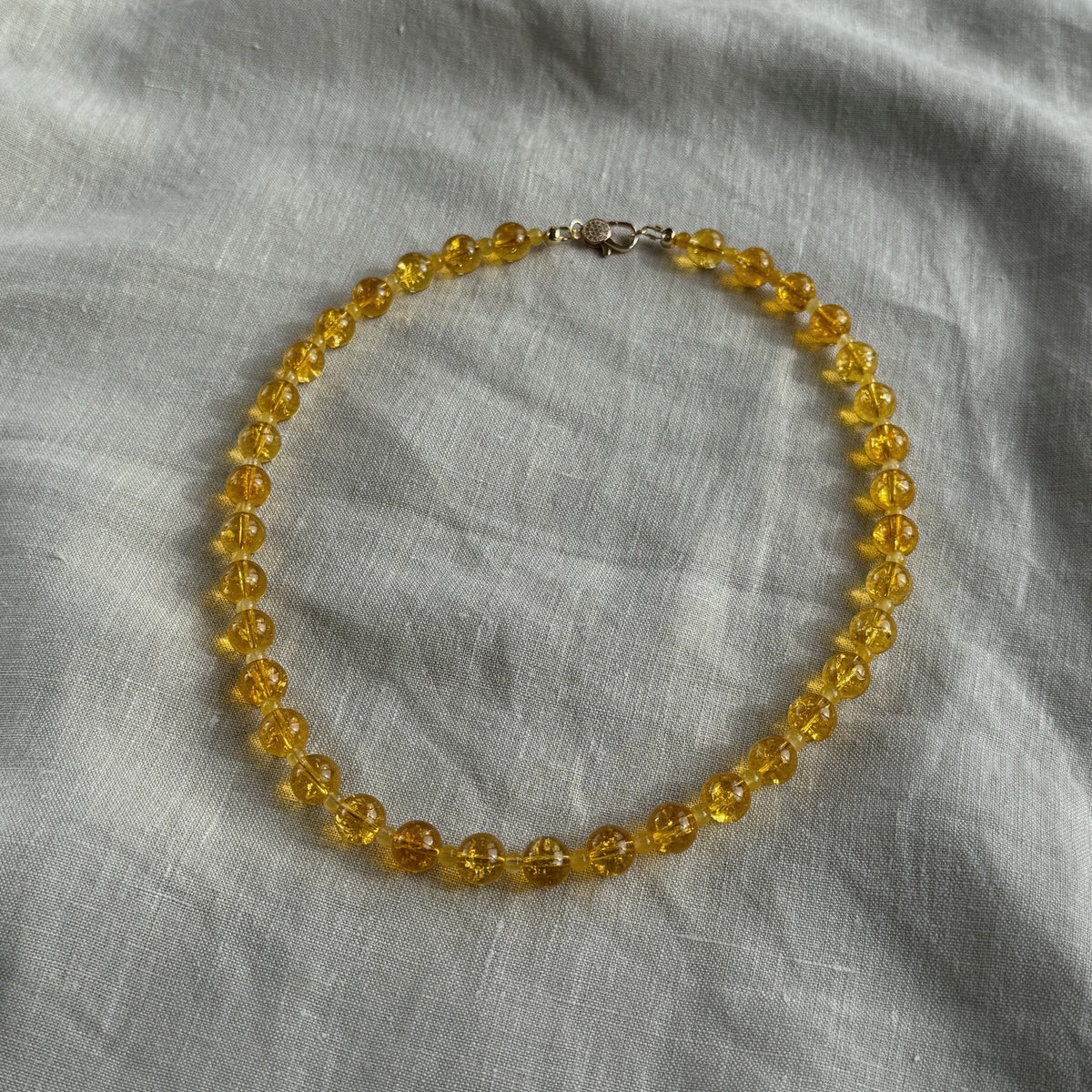 Natural Unheated 10mm Citrine Bead Necklace