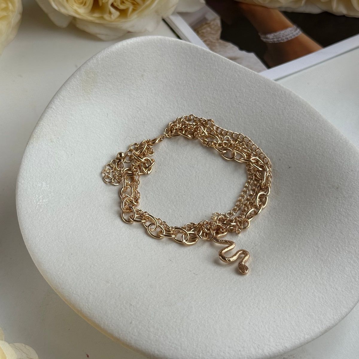 Ankle Bracelet with Snake Charm