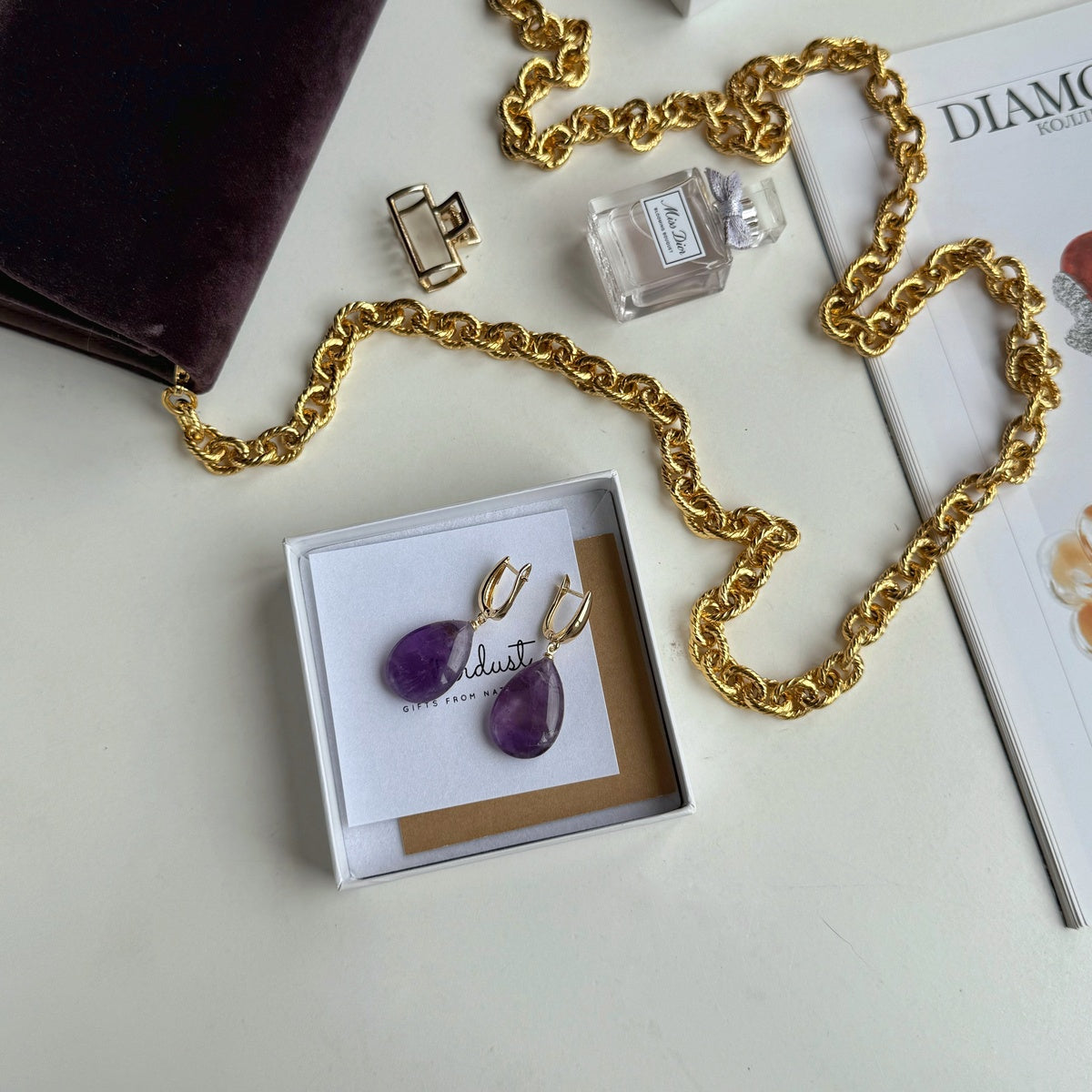 Natural Amethyst Drop Earrings