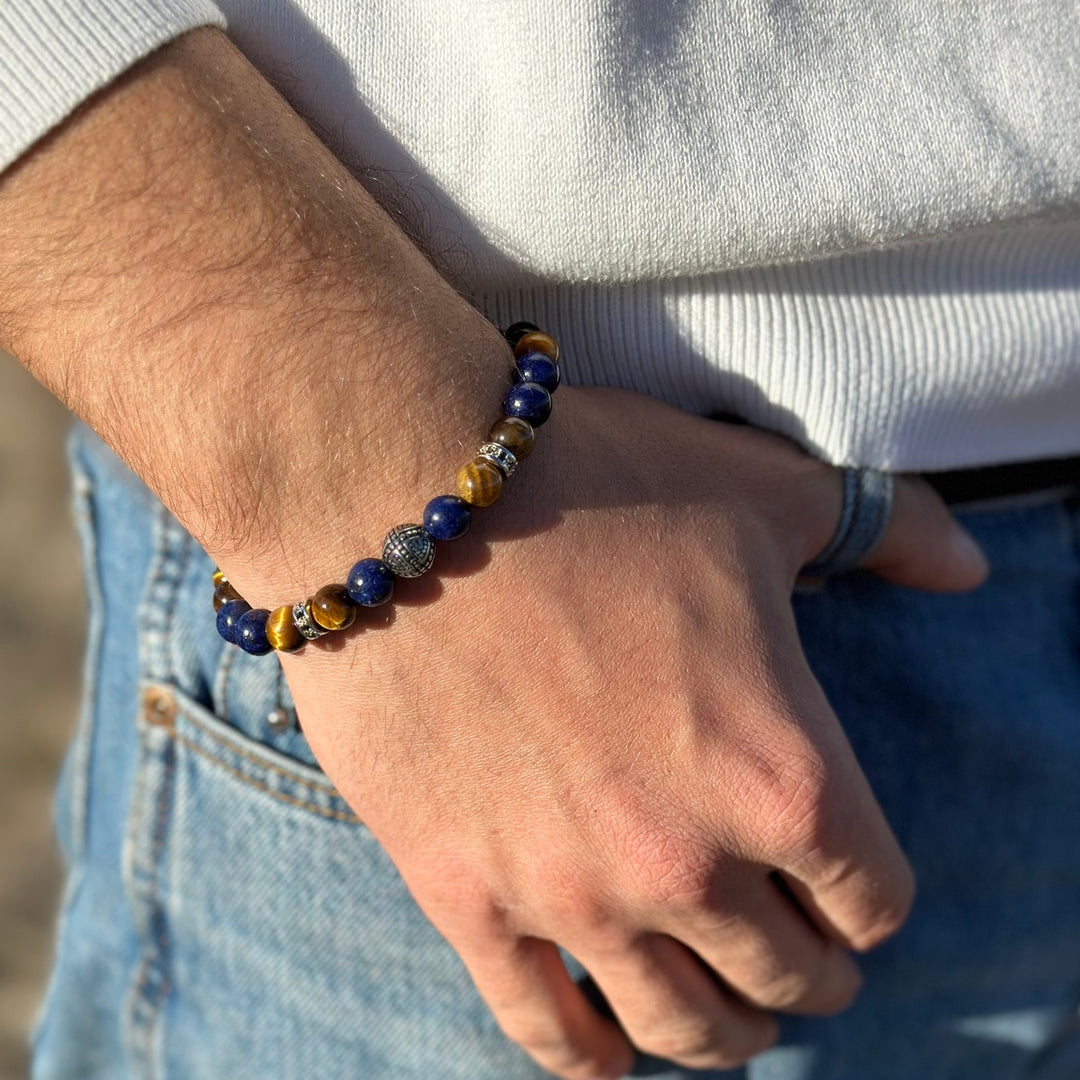 Luxury Men’s Bracelet with Lapis Lazuli & Tiger Eye