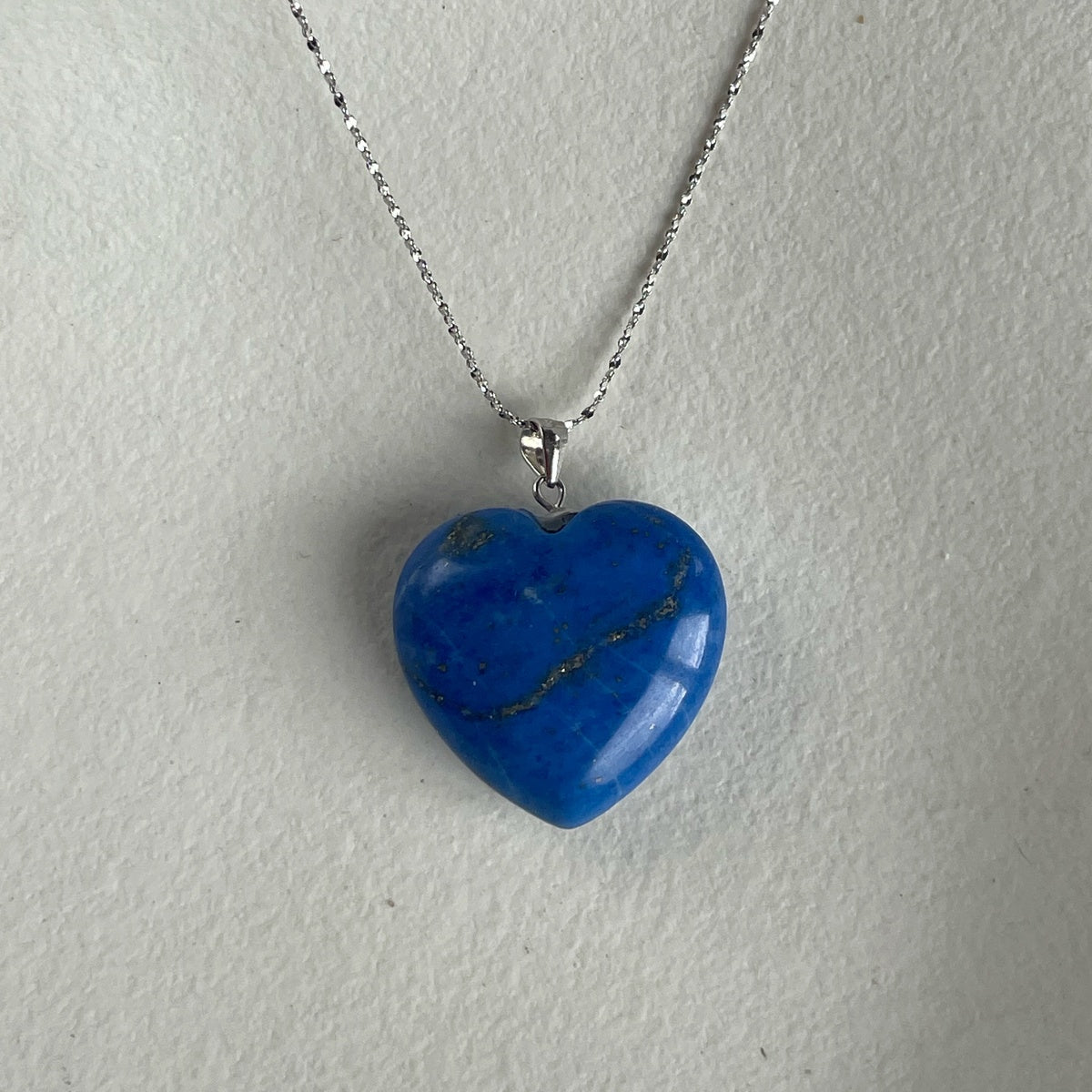 Natural Cobalt Blue Lapis Lazuli Heart Pendant 2.5cm | Gold & Silver