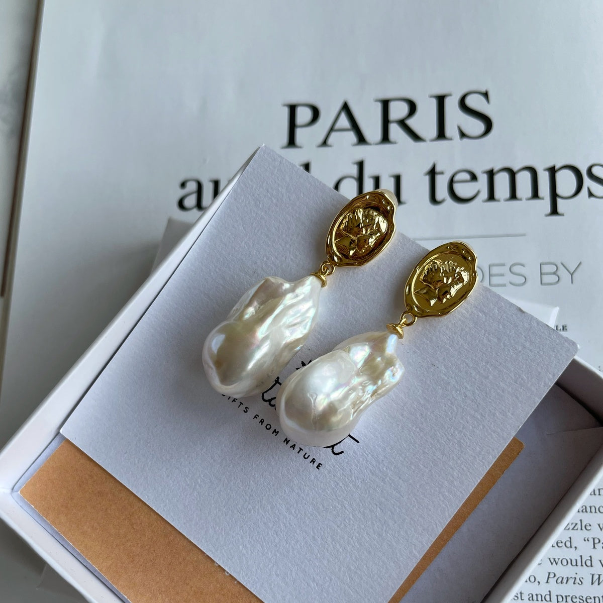 Princess Baroque Pearl Earrings, Lady Face Design