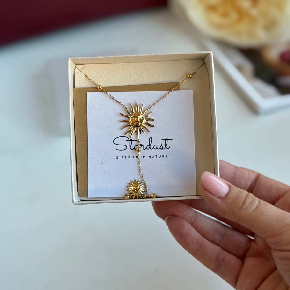 Bohemian Long Sun Necklace 18K Gold Plated Stainless Steel