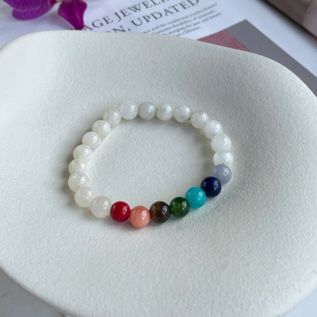 7 Chakra Gemstone Bracelet with Moonstone | Balance & Harmony