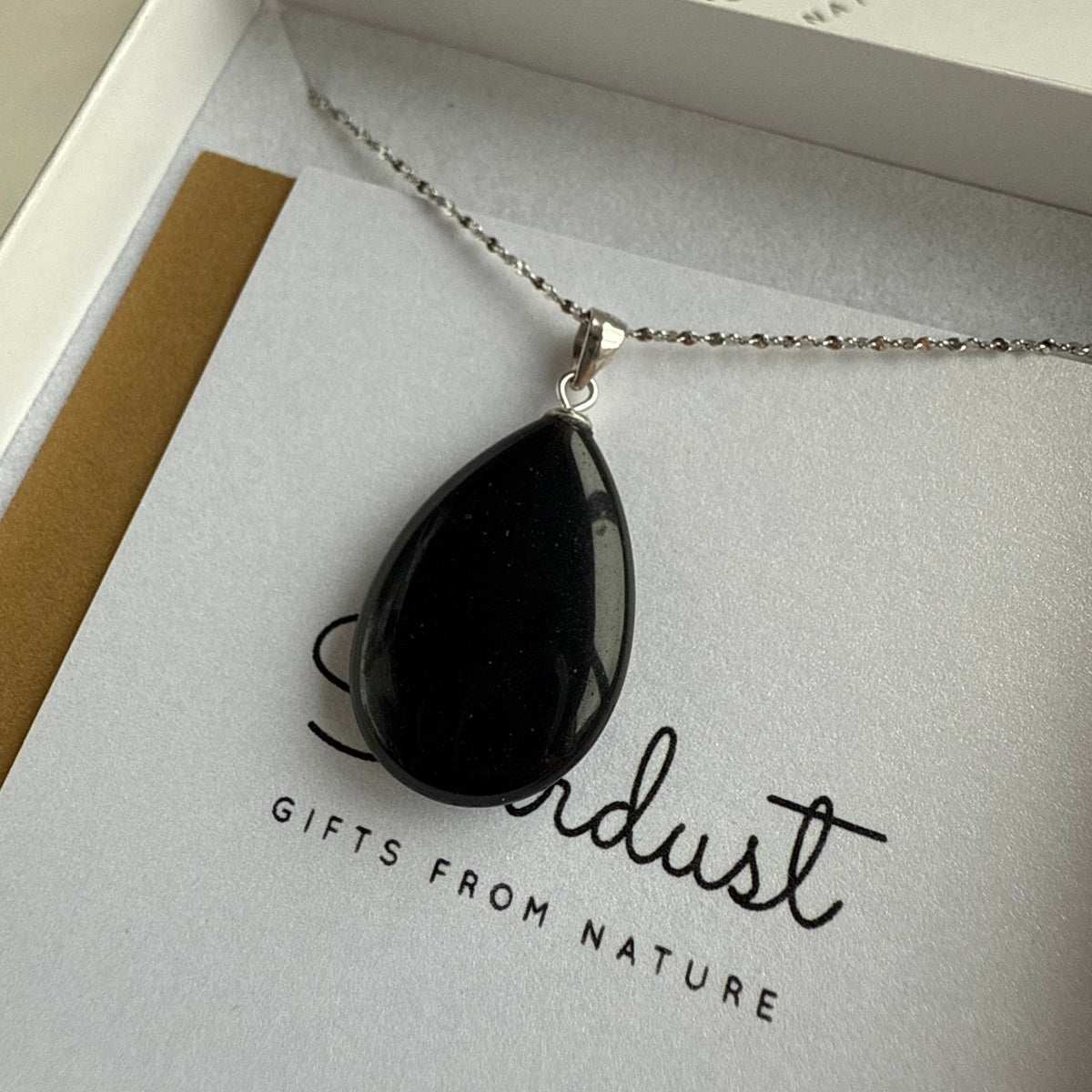 Black Obsidian Drop Pendant 2.5cm
