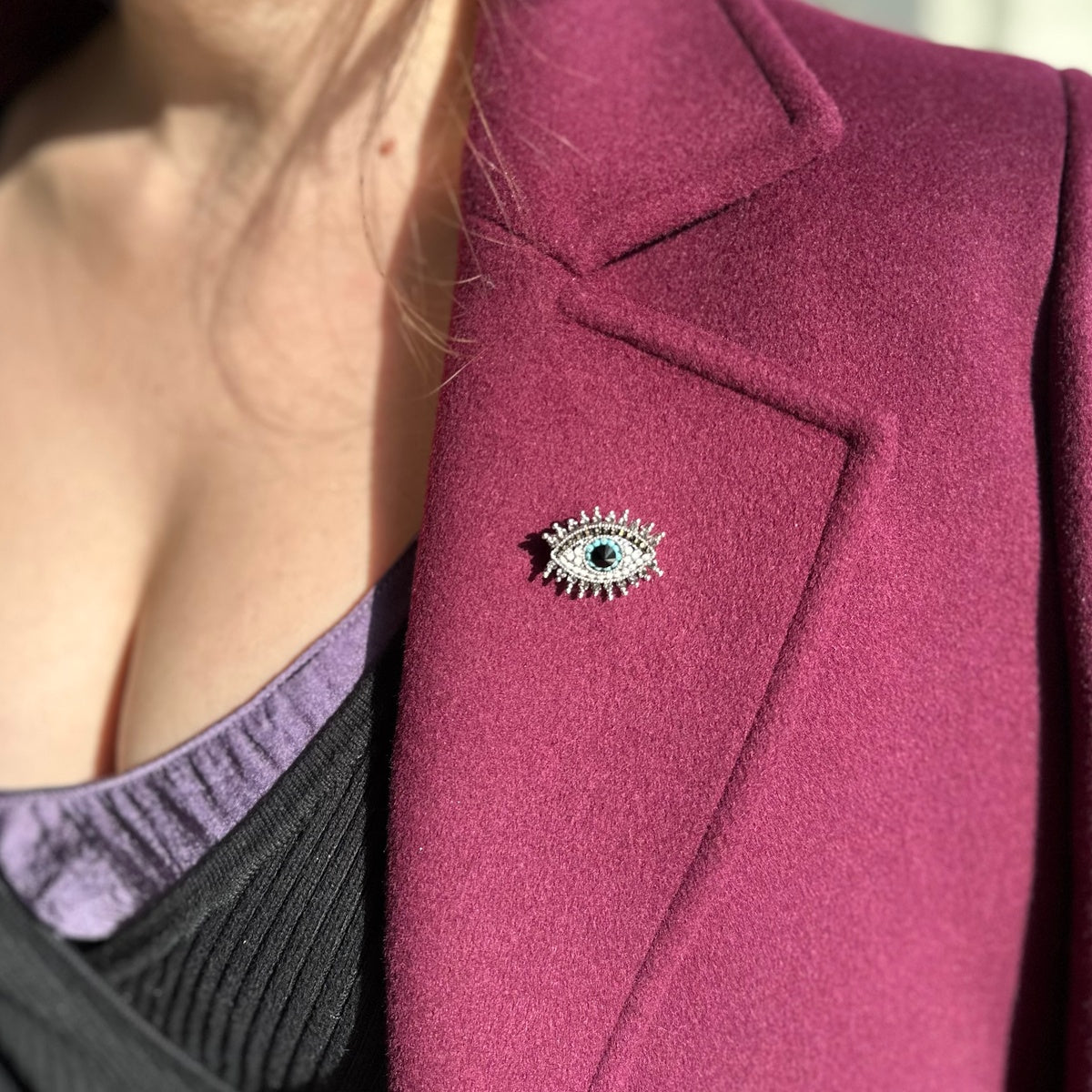 Evil Eye Brooch with Zircons