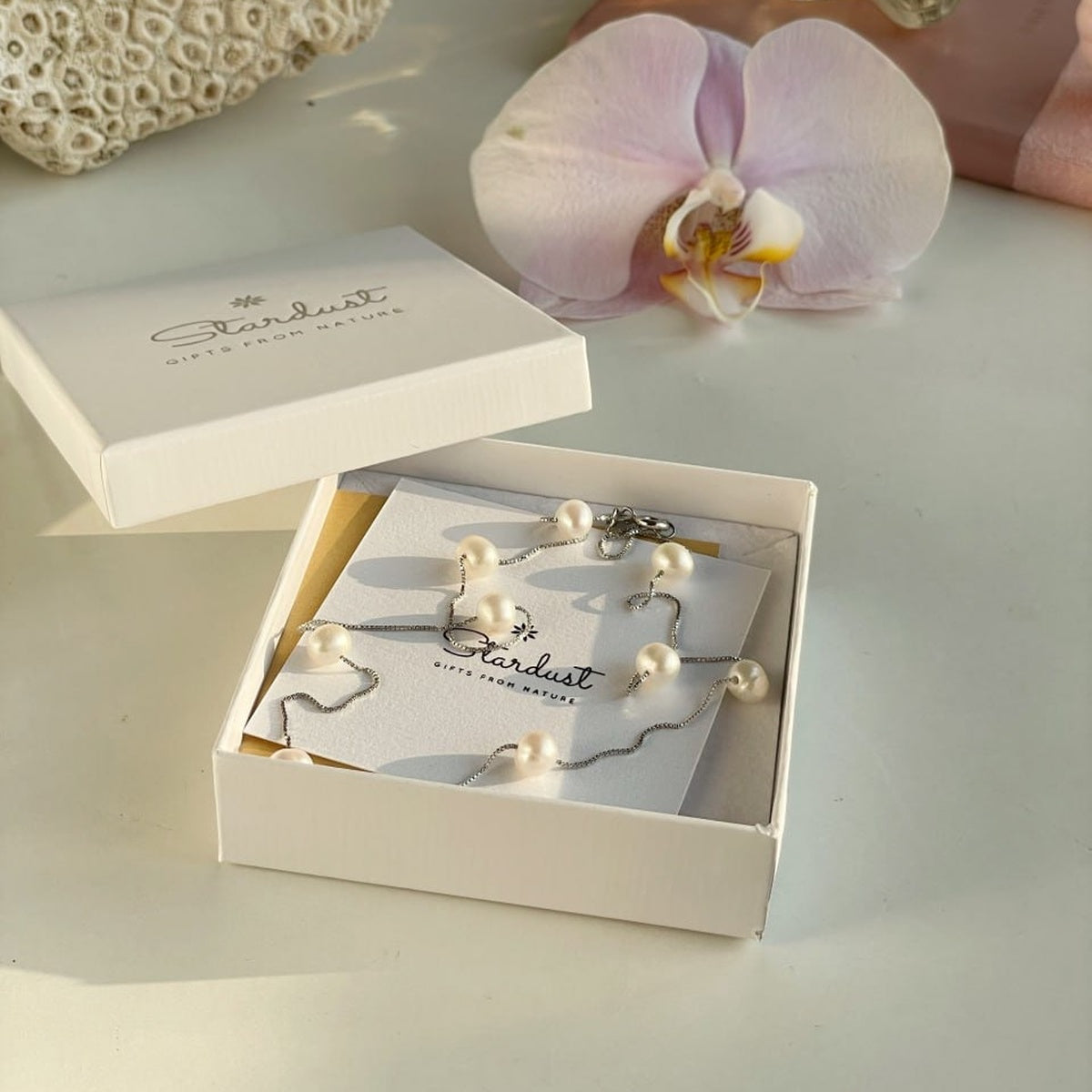 White Pearl Necklace & Bracelet on Sterling Silver