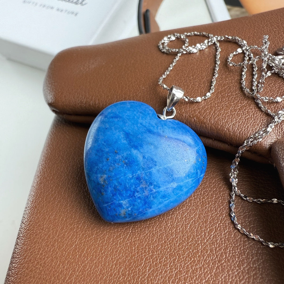 Natural Cobalt Blue Lapis Lazuli Heart Pendant 2.5cm | Gold & Silver