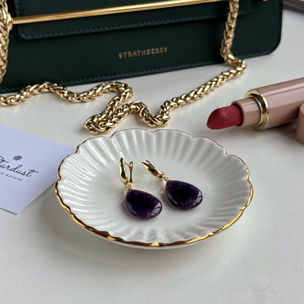 Natural Amethyst Drop Earrings