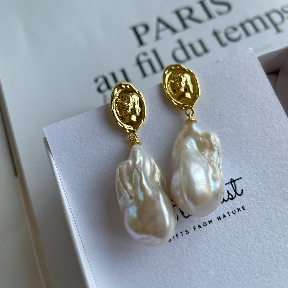 Princess Baroque Pearl Earrings, Lady Face Design