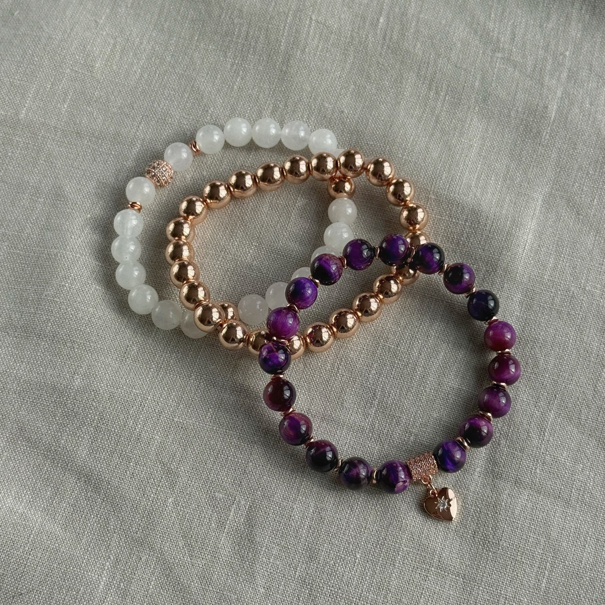 Purple Natural Stone Bracelet Set