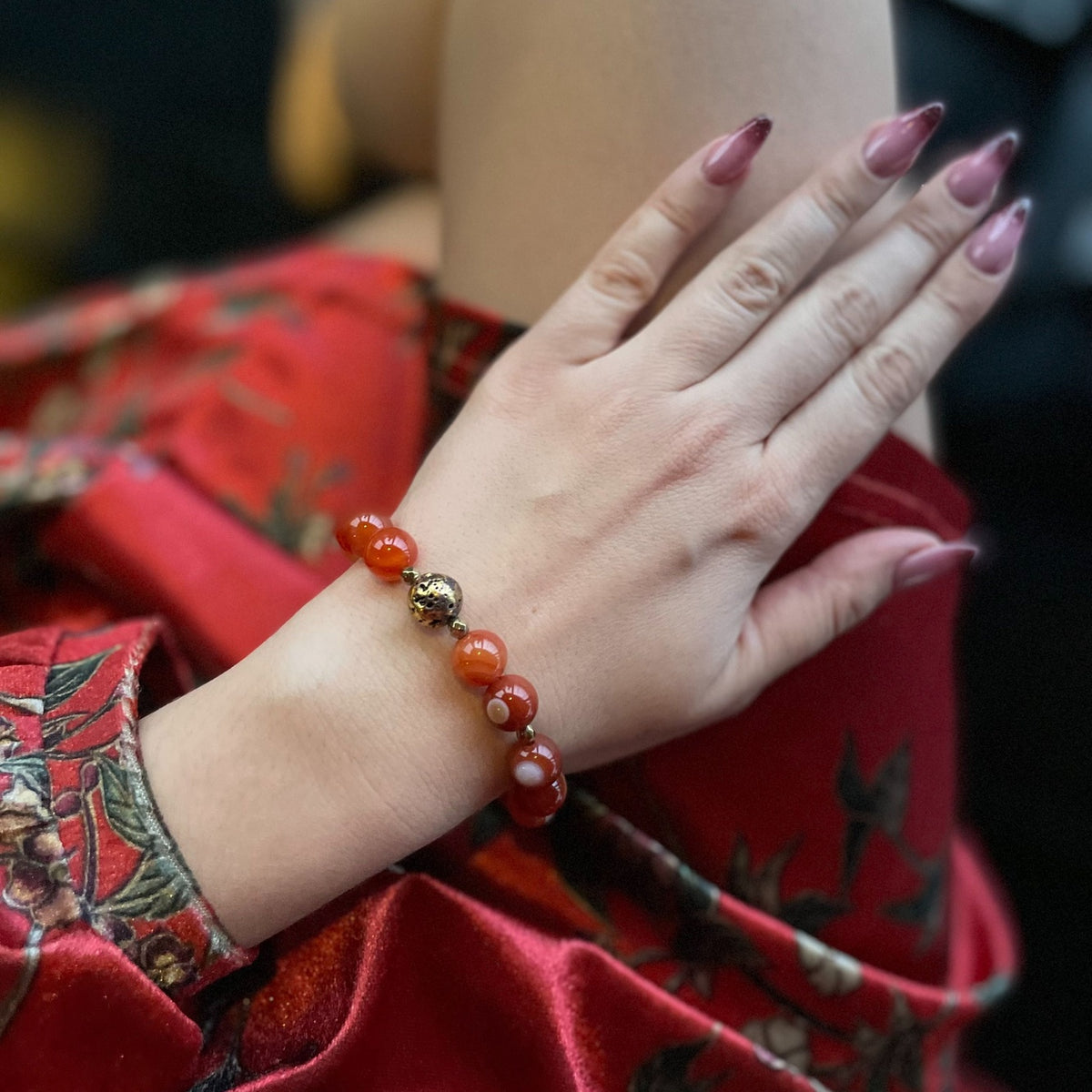 RADIANCE Carnelian Bracelet | Natural Orange Gemstone & Gold Hematite