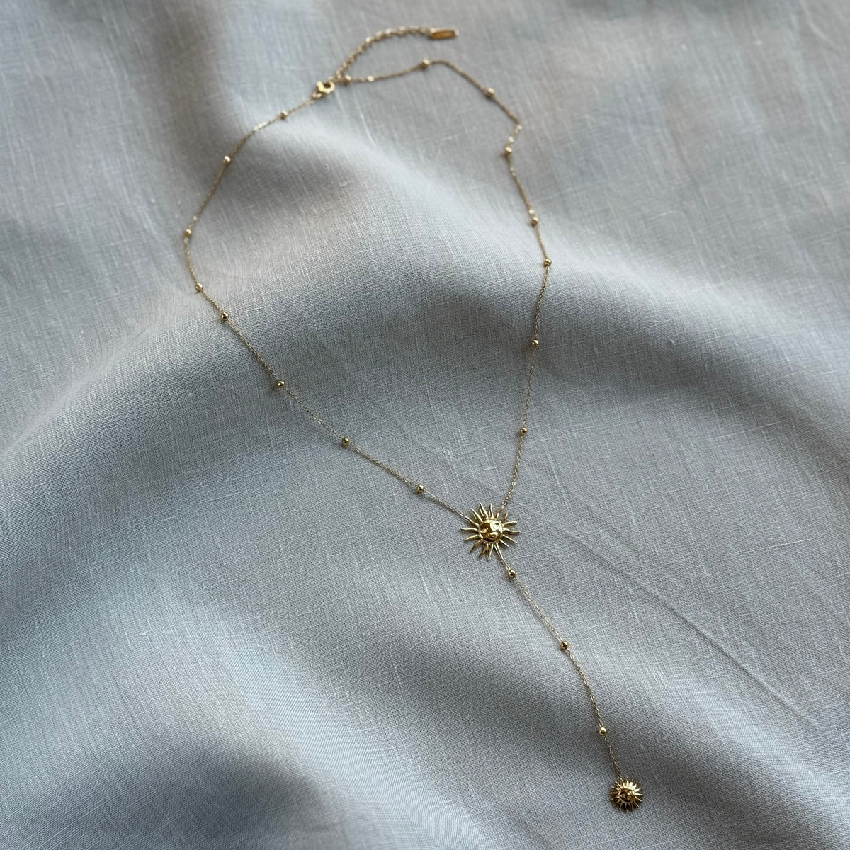 Bohemian Long Sun Necklace 18K Gold Plated Stainless Steel