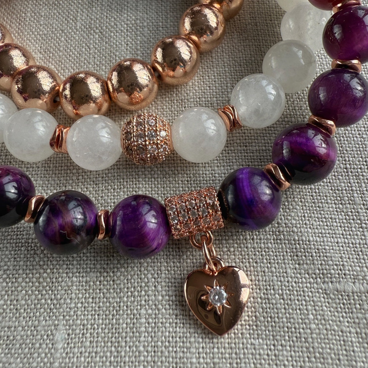 Purple Natural Stone Bracelet Set