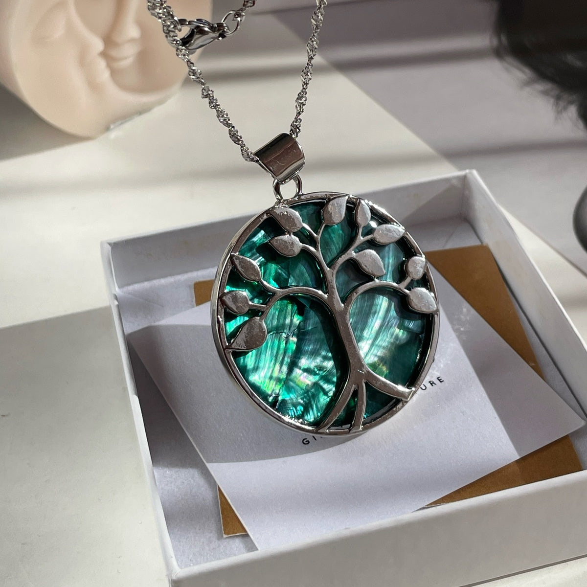 Large Abalone Shell Tree of Life Pendant Necklace | Boho Spiritual Jewelry