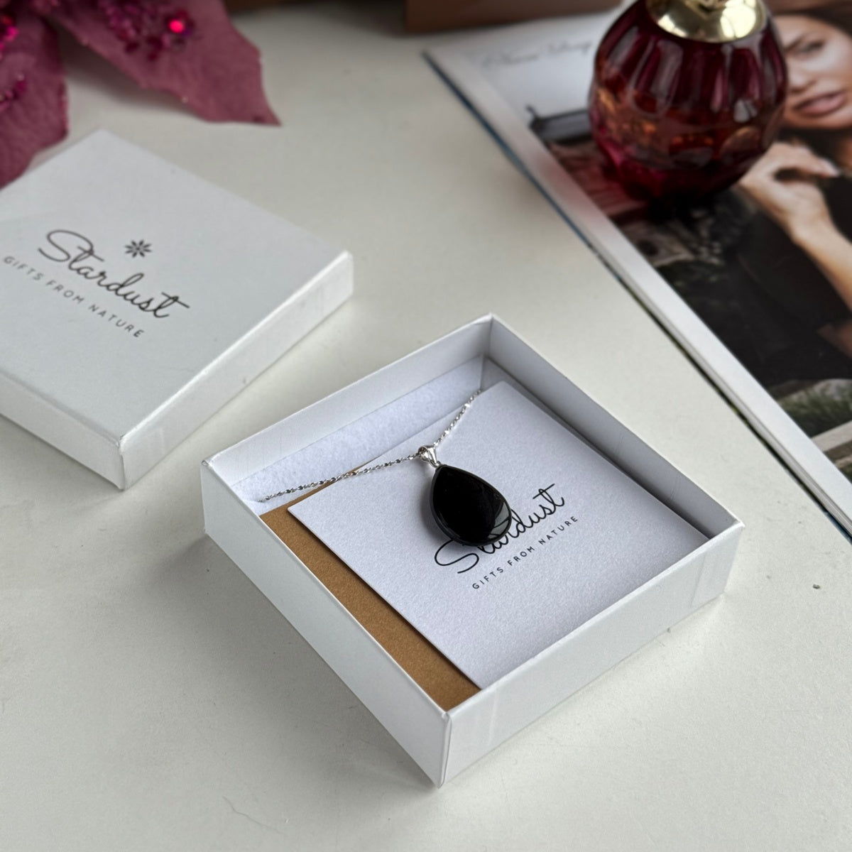 Black Obsidian Drop Pendant 2.5cm