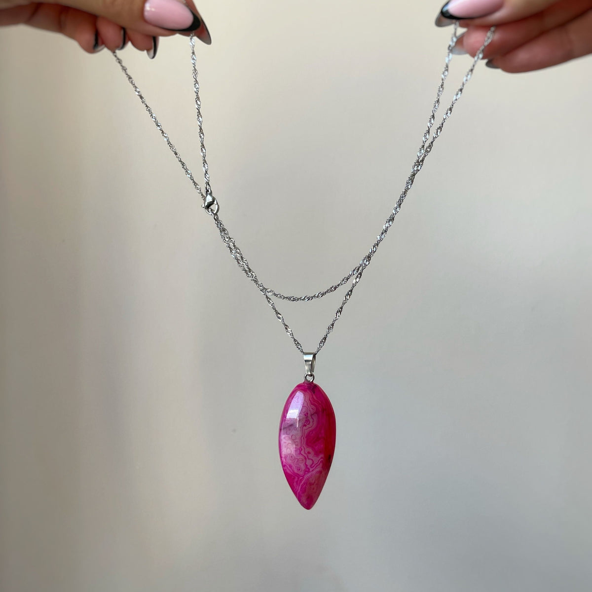 Magenta Pink Agate Point Pendant