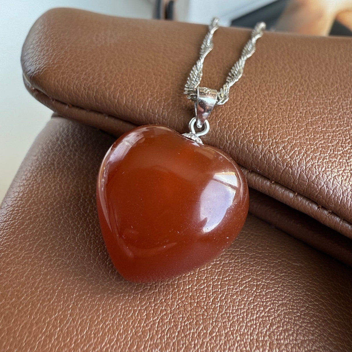 Carnelian Heart Pendant 2.5cm