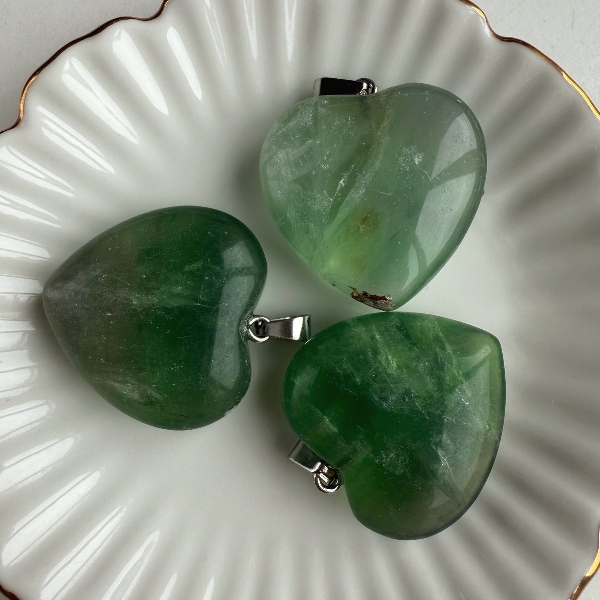 Natural Green Fluorite Heart Necklace 3cm | Clarity & Harmony