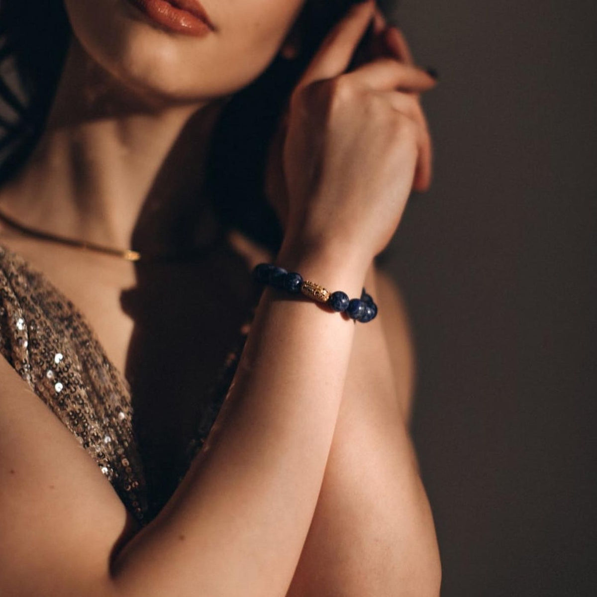 "Statement" Lapis Lazuli beaded bracelet