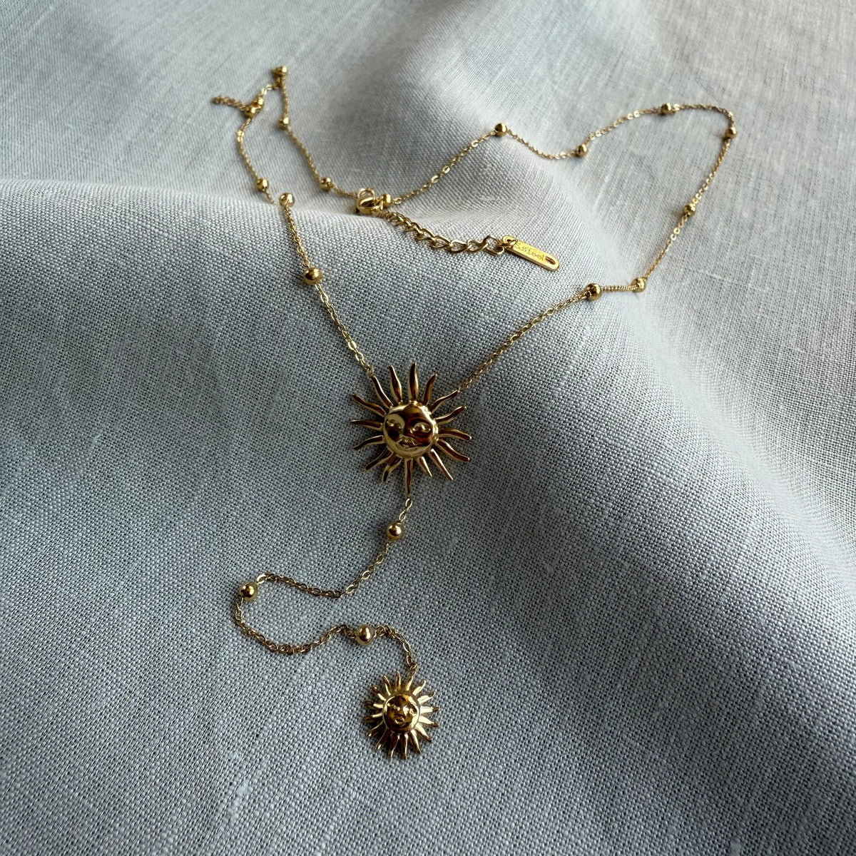Bohemian Long Sun Necklace 18K Gold Plated Stainless Steel