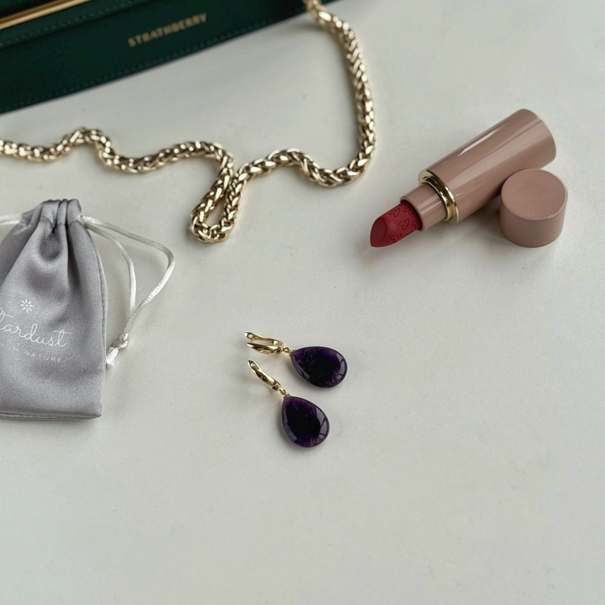 Natural Amethyst Drop Earrings