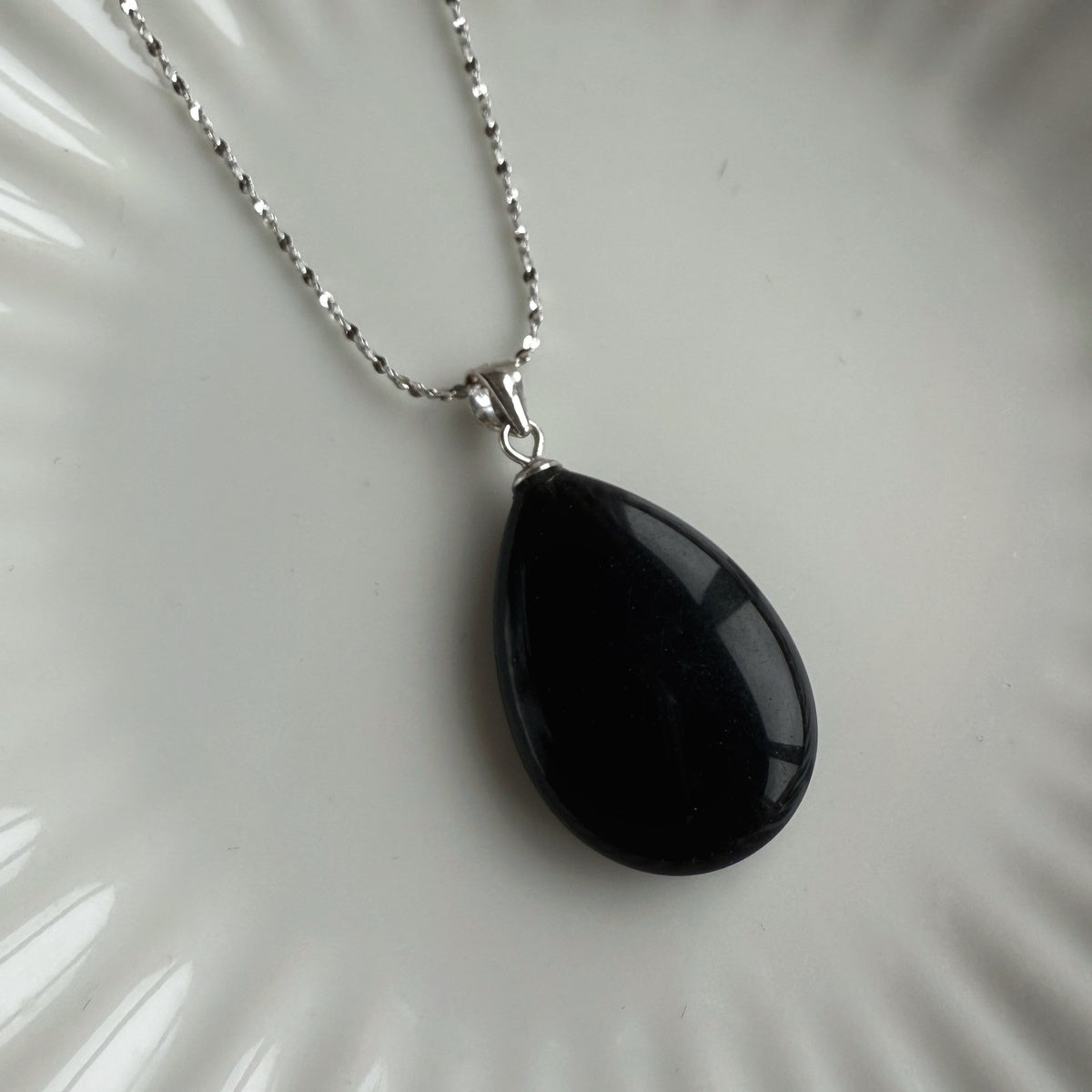 Black Obsidian Drop Pendant 2.5cm