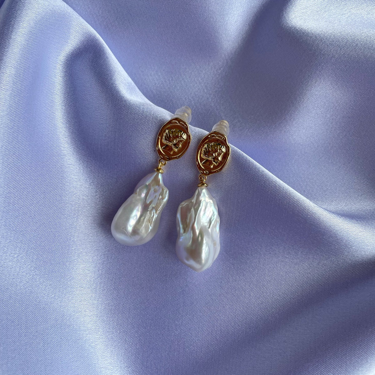 Princess Baroque Pearl Earrings, Lady Face Design