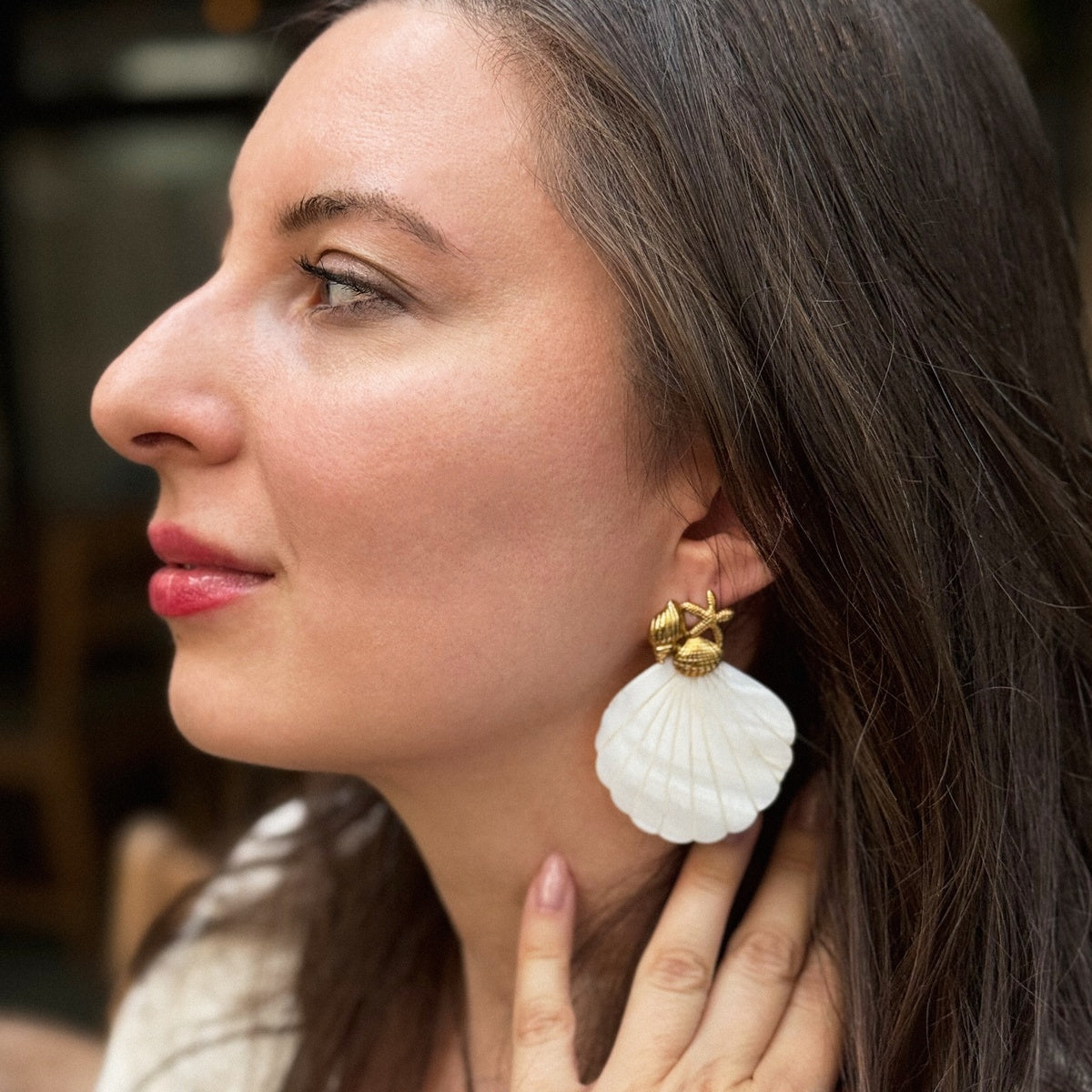 Natural Shell Statement Earrings