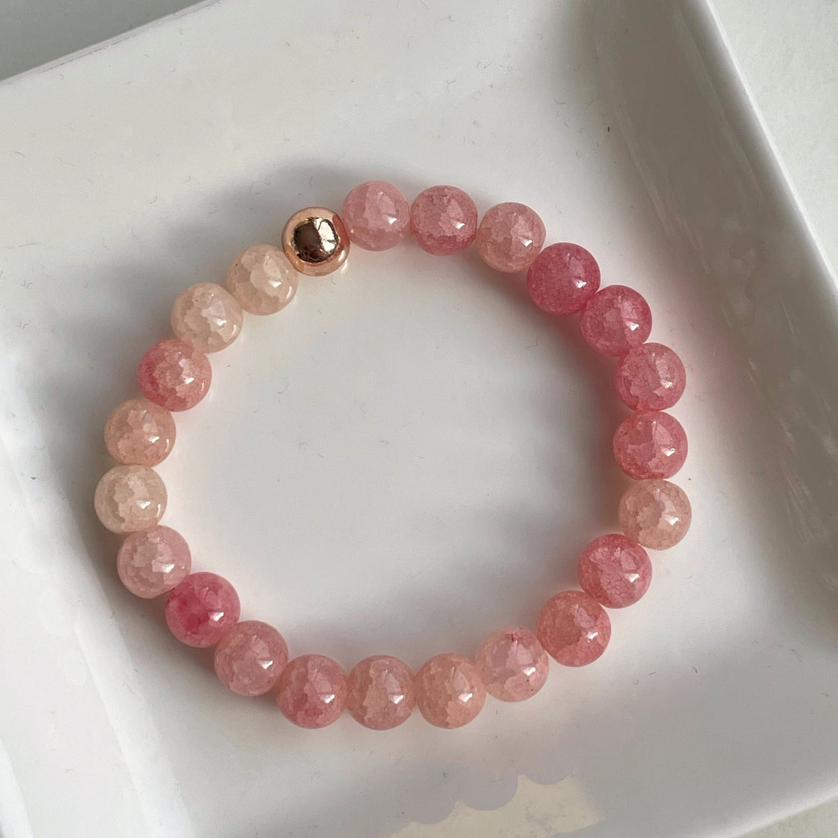 Strawberry Quartz Bracelet | Delicate Pink Gemstone & Rose Gold